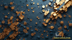 Amazing Graphics Art Collection: Gold,Blue,& Black Technology - HD Desktop Wallpaper & Backgrounds.