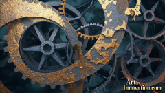 Amazing Graphics Art Collection: Modern Metallic Gears - HD Desktop Wallpaper & Backgrounds.