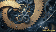 Amazing Graphics Art Collection: Modern Metallic Gears - HD Desktop Wallpaper & Backgrounds.