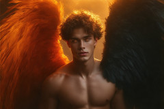 Male Angels from Above,handsome & sexy men,fantasy wings,brought to life through the magic of AI