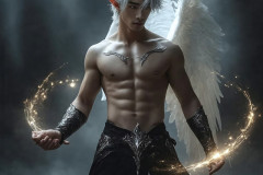 Male Angels from Above,handsome & sexy men,fantasy wings,brought to life through the magic of AI