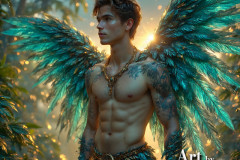 Holy Male Angels of the Elements,with Vibrant Wings