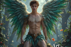 Holy Male Angels of the Elements,with Vibrant Wings