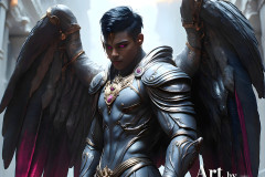 Male Angels of the Holy Divine - The Mighty & The Powerful: AI Fantasy Photos of Handsome Male Angels in Elegant Divine Armor,living in the golden city,with Vibrant Holy Wings.