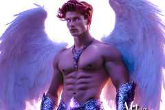 Male Angels of the Holy Divine - The Mighty & The Powerful: AI Fantasy Photos of Handsome Male Angels in Elegant Divine Armor,living in the golden city,with Vibrant Holy Wings.