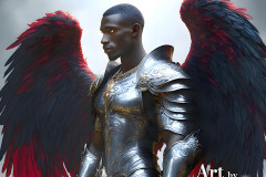 Male Angels of the Holy Divine - The Mighty & The Powerful: AI Fantasy Photos of Handsome Male Angels in Elegant Divine Armor,living in the golden city,with Vibrant Holy Wings.