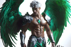 Male Angels of the Holy Divine - The Mighty & The Powerful: AI Fantasy Photos of Handsome Male Angels in Elegant Divine Armor,living in the golden city,with Vibrant Holy Wings.