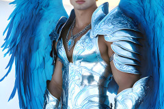 Male Angels of the Holy Divine - The Mighty & The Powerful: AI Fantasy Photos of Handsome Male Angels in Elegant Divine Armor,living in the golden city,with Vibrant Holy Wings.