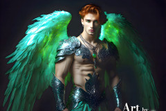 Male Angels of the Holy Divine - The Mighty & The Powerful: AI Fantasy Photos of Handsome Male Angels in Elegant Divine Armor,living in the golden city,with Vibrant Holy Wings.