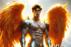 Male Angels of the Holy Divine - The Mighty & The Powerful: AI Fantasy Photos of Handsome Male Angels in Elegant Divine Armor,living in the golden city,with Vibrant Holy Wings.