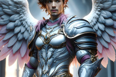 Male Angels of the Holy Divine - The Mighty & The Powerful: AI Fantasy Photos of Handsome Male Angels in Elegant Divine Armor,living in the golden city,with Vibrant Holy Wings.