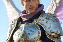 Male Angels of the Holy Divine - The Mighty & The Powerful: AI Fantasy Photos of Handsome Male Angels in Elegant Divine Armor,living in the golden city,with Vibrant Holy Wings.