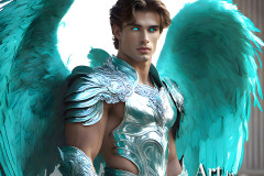 Male Angels of the Holy Divine - The Mighty & The Powerful: AI Fantasy Photos of Handsome Male Angels in Elegant Divine Armor,living in the golden city,with Vibrant Holy Wings.
