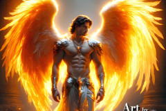 Male Angels of the Holy Divine - The Mighty & The Powerful: AI Fantasy Photos of Handsome Male Angels in Elegant Divine Armor,living in the golden city,with Vibrant Holy Wings.