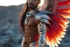 Male Angels of the Holy Divine - The Mighty & The Powerful: AI Fantasy Photos of Handsome Male Angels in Elegant Divine Armor,living in the golden city,with Vibrant Holy Wings.
