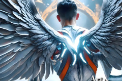 Male Angels of the Holy Divine - The Mighty & The Powerful: AI Fantasy Photos of Handsome Male Angels in Elegant Divine Armor,living in the golden city,with Vibrant Holy Wings.