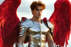 Male Angels of the Holy Divine - The Mighty & The Powerful: AI Fantasy Photos of Handsome Male Angels in Elegant Divine Armor,living in the golden city,with Vibrant Holy Wings.