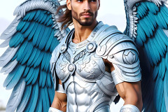 Male Angels of the Holy Divine - The Mighty & The Powerful: AI Fantasy Photos of Handsome Male Angels in Elegant Divine Armor,living in the golden city,with Vibrant Holy Wings.