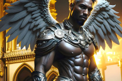 Male Angels of the Holy Divine - The Mighty & The Powerful: AI Fantasy Photos of Handsome Male Angels in Elegant Divine Armor,living in the golden city,with Vibrant Holy Wings.