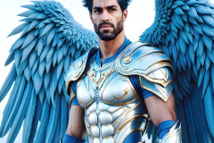 Male Angels of the Holy Divine - The Mighty & The Powerful: AI Fantasy Photos of Handsome Male Angels in Elegant Divine Armor,living in the golden city,with Vibrant Holy Wings.