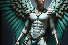 Male Angels of the Holy Divine - The Mighty & The Powerful: AI Fantasy Photos of Handsome Male Angels in Elegant Divine Armor,living in the golden city,with Vibrant Holy Wings.