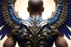 Male Angels of the Holy Divine - The Mighty & The Powerful: AI Fantasy Photos of Handsome Male Angels in Elegant Divine Armor,living in the golden city,with Vibrant Holy Wings.