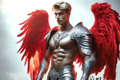 Male Angels of the Holy Divine - The Mighty & The Powerful: AI Fantasy Photos of Handsome Male Angels in Elegant Divine Armor,living in the golden city,with Vibrant Holy Wings.