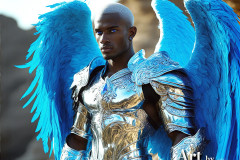 Male Angels of the Holy Divine - The Mighty & The Powerful: AI Fantasy Photos of Handsome Male Angels in Elegant Divine Armor,living in the golden city,with Vibrant Holy Wings.