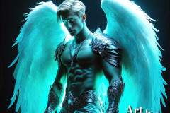 Male Angels of the Holy Divine - The Mighty & The Powerful: AI Fantasy Photos of Handsome Male Angels in Elegant Divine Armor,living in the golden city,with Vibrant Holy Wings.