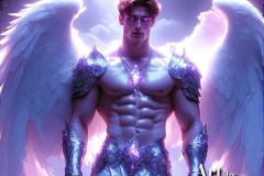 Male Angels of the Holy Divine - The Mighty & The Powerful: AI Fantasy Photos of Handsome Male Angels in Elegant Divine Armor,living in the golden city,with Vibrant Holy Wings.