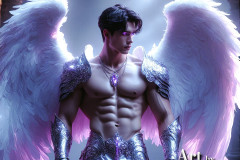 Male Angels of the Holy Divine - The Mighty & The Powerful: AI Fantasy Photos of Handsome Male Angels in Elegant Divine Armor,living in the golden city,with Vibrant Holy Wings.