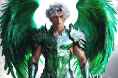 Male Angels of the Holy Divine - The Mighty & The Powerful: AI Fantasy Photos of Handsome Male Angels in Elegant Divine Armor,living in the golden city,with Vibrant Holy Wings.