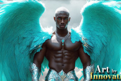 Male Angels of the Holy Divine - The Mighty & The Powerful: AI Fantasy Photos of Handsome Male Angels in Elegant Divine Armor,living in the golden city,with Vibrant Holy Wings.