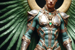 Male Angels of the Holy Divine - The Mighty & The Powerful: AI Fantasy Photos of Handsome Male Angels in Elegant Divine Armor,living in the golden city,with Vibrant Holy Wings.