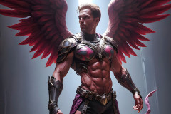 Male Angels of the Holy Divine - The Mighty & The Powerful: AI Fantasy Photos of Handsome Male Angels in Elegant Divine Armor,living in the golden city,with Vibrant Holy Wings.