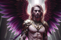 Male Angels of the Holy Divine - The Mighty & The Powerful: AI Fantasy Photos of Handsome Male Angels in Elegant Divine Armor,living in the golden city,with Vibrant Holy Wings.
