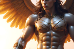 Male Angels of the Holy Divine - The Mighty & The Powerful: AI Fantasy Photos of Handsome Male Angels in Elegant Divine Armor,living in the golden city,with Vibrant Holy Wings.