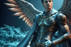 Male Angels of the Holy Divine - The Mighty & The Powerful: AI Fantasy Photos of Handsome Male Angels in Elegant Divine Armor,living in the golden city,with Vibrant Holy Wings.