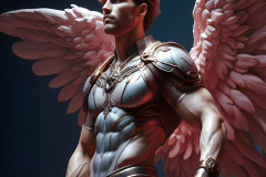 Male Angels of the Holy Divine - The Mighty & The Powerful: AI Fantasy Photos of Handsome Male Angels in Elegant Divine Armor,living in the golden city,with Vibrant Holy Wings.