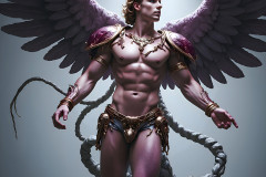 Male Angels of the Holy Divine - The Mighty & The Powerful: AI Fantasy Photos of Handsome Male Angels in Elegant Divine Armor,living in the golden city,with Vibrant Holy Wings.