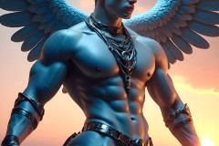 Male Angels of the Holy Divine - The Mighty & The Powerful: AI Fantasy Photos of Handsome Male Angels in Elegant Divine Armor,living in the golden city,with Vibrant Holy Wings.