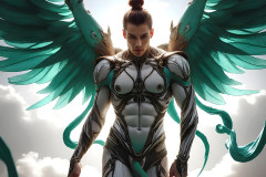 Male Angels of the Holy Divine - The Mighty & The Powerful: AI Fantasy Photos of Handsome Male Angels in Elegant Divine Armor,living in the golden city,with Vibrant Holy Wings.