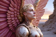 Male Angels of the Holy Divine - The Mighty & The Powerful: AI Fantasy Photos of Handsome Male Angels in Elegant Divine Armor,living in the golden city,with Vibrant Holy Wings.