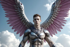 Male Angels of the Holy Divine - The Mighty & The Powerful: AI Fantasy Photos of Handsome Male Angels in Elegant Divine Armor,living in the golden city,with Vibrant Holy Wings.