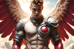 Male Angels of the Holy Divine - The Mighty & The Powerful: AI Fantasy Photos of Handsome Male Angels in Elegant Divine Armor,living in the golden city,with Vibrant Holy Wings.