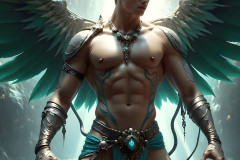 Male Angels of the Holy Divine - The Mighty & The Powerful: AI Fantasy Photos of Handsome Male Angels in Elegant Divine Armor,living in the golden city,with Vibrant Holy Wings.