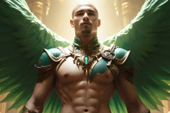 Male Angels of the Holy Divine - The Mighty & The Powerful: AI Fantasy Photos of Handsome Male Angels in Elegant Divine Armor,living in the golden city,with Vibrant Holy Wings.