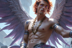 Male Angels of the Holy Divine - The Mighty & The Powerful: AI Fantasy Photos of Handsome Male Angels in Elegant Divine Armor,living in the golden city,with Vibrant Holy Wings.