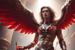 Male Angels of the Holy Divine - The Mighty & The Powerful: AI Fantasy Photos of Handsome Male Angels in Elegant Divine Armor,living in the golden city,with Vibrant Holy Wings.