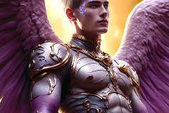 Male Angels of the Holy Divine - The Mighty & The Powerful: AI Fantasy Photos of Handsome Male Angels in Elegant Divine Armor,living in the golden city,with Vibrant Holy Wings.